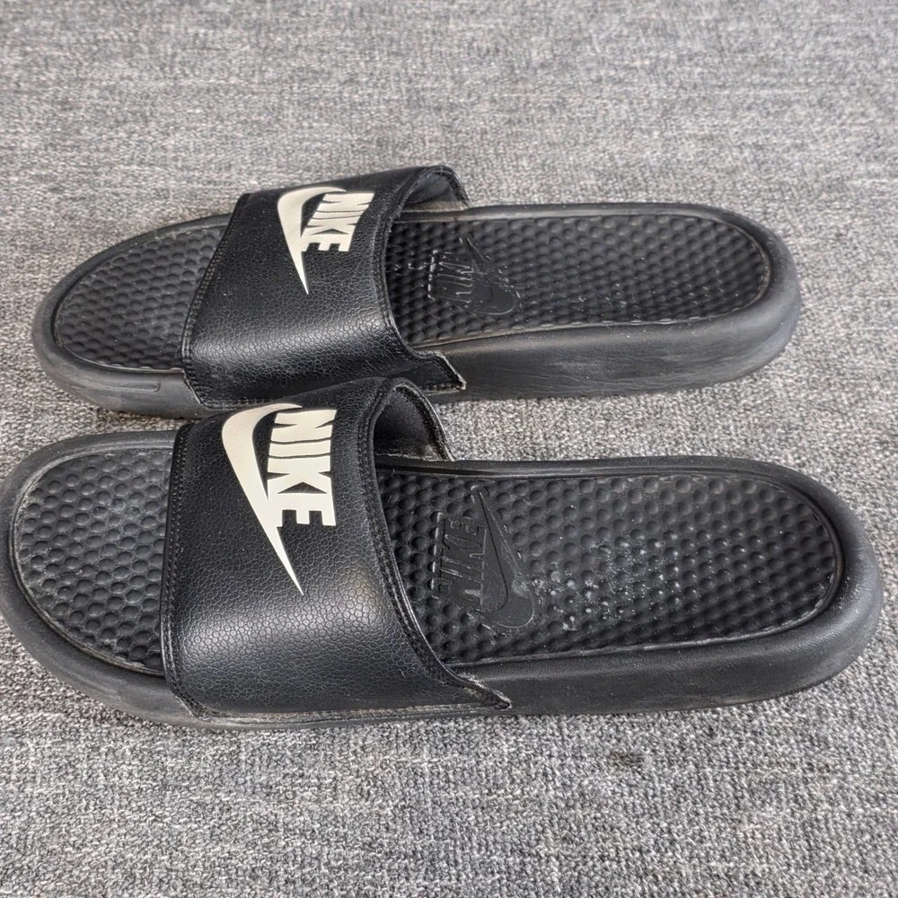 Nike Benassi JDI Men Black White Athletic Slide Sandals 343880-090 Size 10